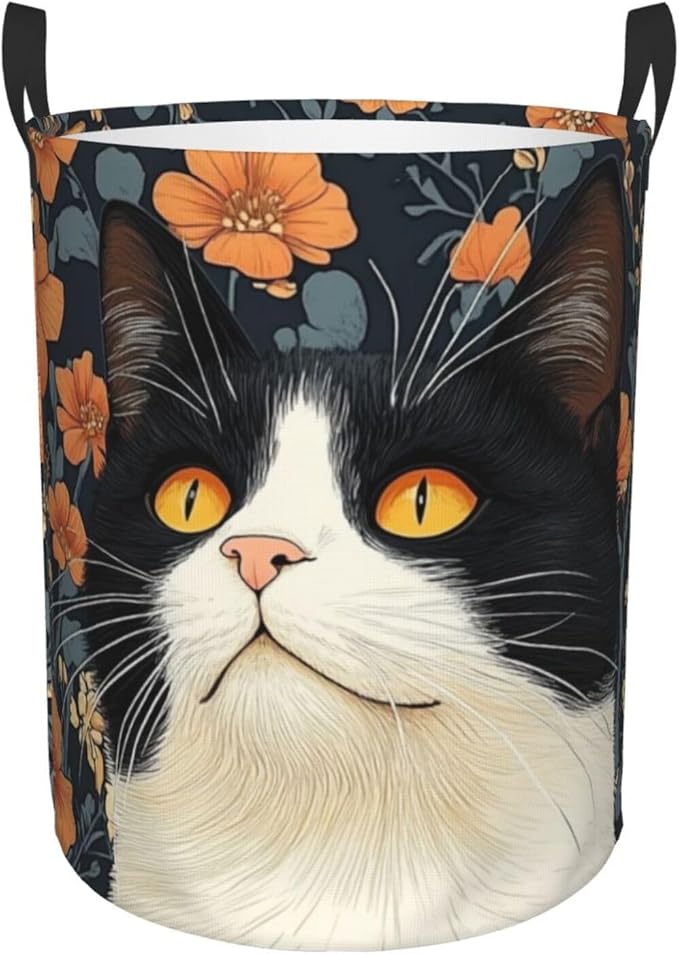 Cute Cat Print Laundry Basket For Storage Bins Gift Baskets Bedroom Clothes Hamper