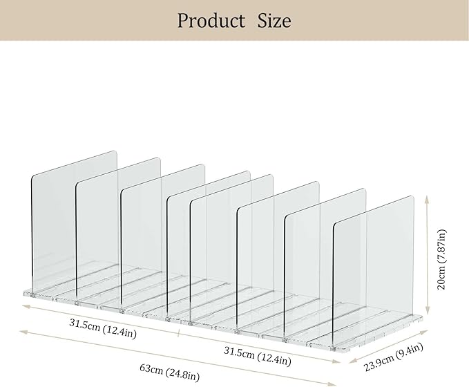 Purse Organizer for Closet - 2 Pack Acrylic Clear Shelf Dividers, Adjustable Bag Handbag Book Storage Organizer for Bedroom Office, Square