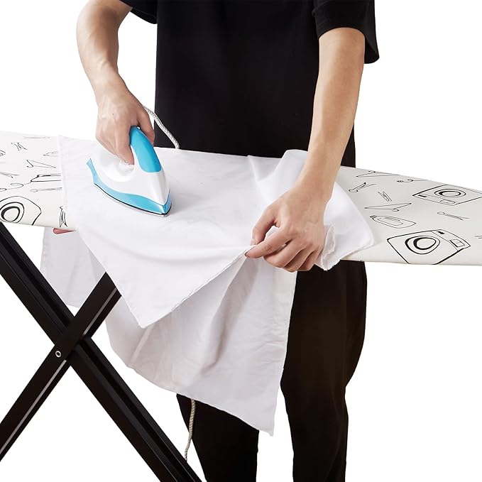Seiritex Ironing Board Cover and Pad Standard Size 15 x 54 inch, Heat Reflective with Hook and Loop Fasteners, Thick Padding with Elasticized Edges, 3 Layers Iron Board Cover (White)