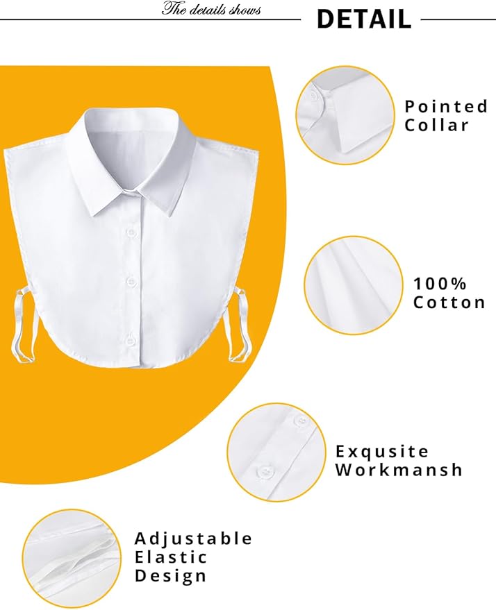Kalkehay Detachable Dickey Collar Blouse for Women, Fake Half Shirts Faux False Collar for Girls Favors