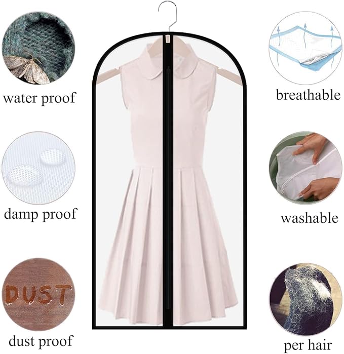 Clear Garment Bags for Hanging Clothes,48" Suit Bags for Closet Storage,12 Pack Garment Bags for Storage,Breathable Lightweight Dust Proof Cover with Study Full Zipper for Coats,Jackets