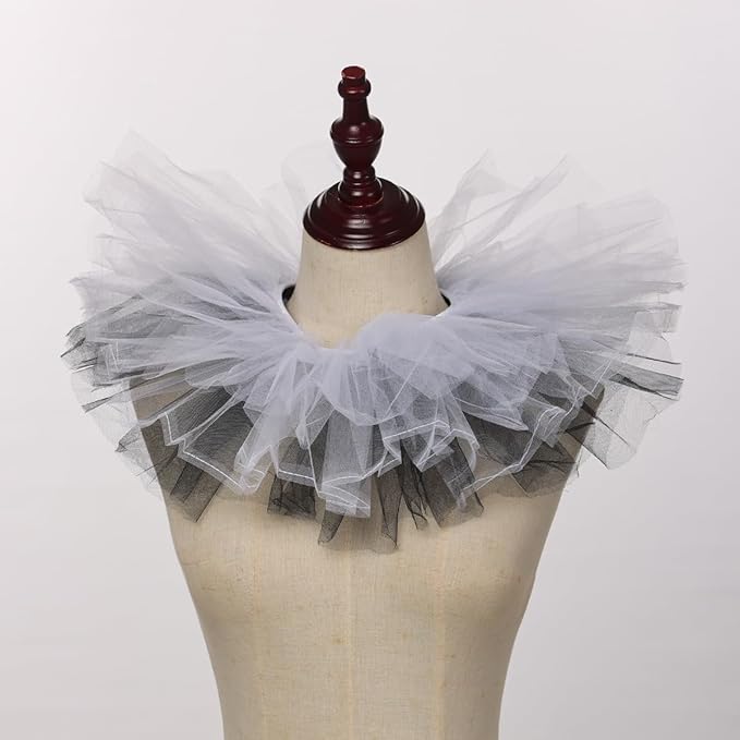 BLESSUME Victorian Retro Mesh Neck Ruff Ruffle Collar Layered Clown Neck Collar