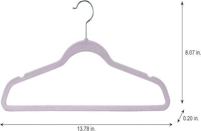 Laura Ashley Kids Velvet Hangers| 25 Pack | Durable | Lightweight | Pink | Non-Slip | Closet Organization | Holds 10lbs