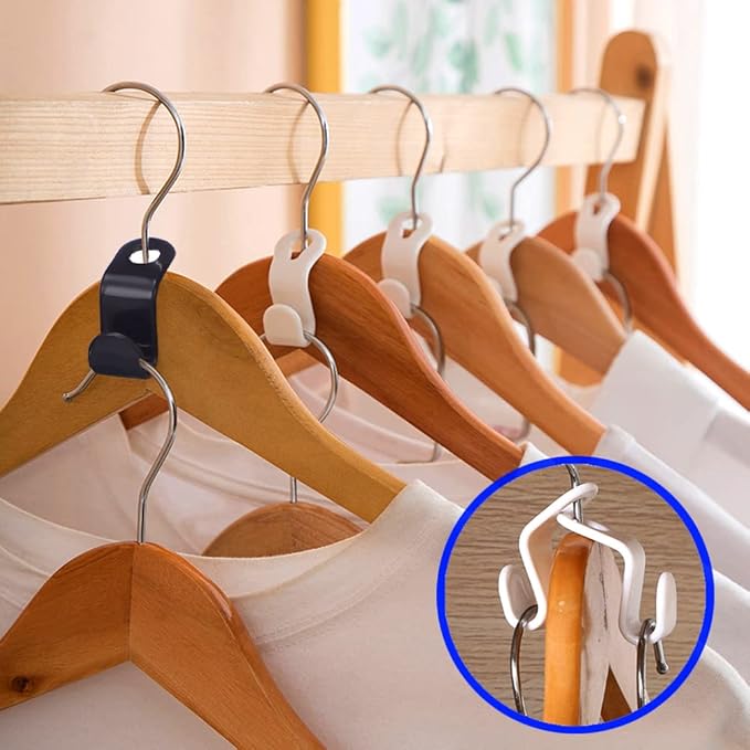 60 Pcs Clothes Hanger Connector Hooks,Magic Heavy Duty Cascading Connection Hooks Space Saving Hanger Extenders Clips for Clothes for Organizer Closet, Black