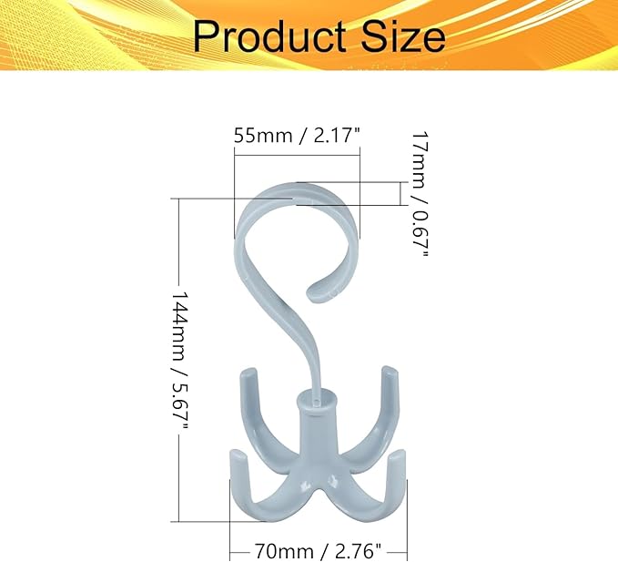 2Pcs Rotating Belt Hanger 360 Degrees Rotatable Organizer with 4 Hooks for Drying Towels Bras Clothes Gloves Plastic Laundry Sock Drying Hanger Blue
