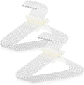 Threan White12 Pcs Pearl Beaded Clothes Hanger Mini Pearl Beads Small Metal Clothes Hangers with Ribbon Standard for Kids Baby Children Pet Dog