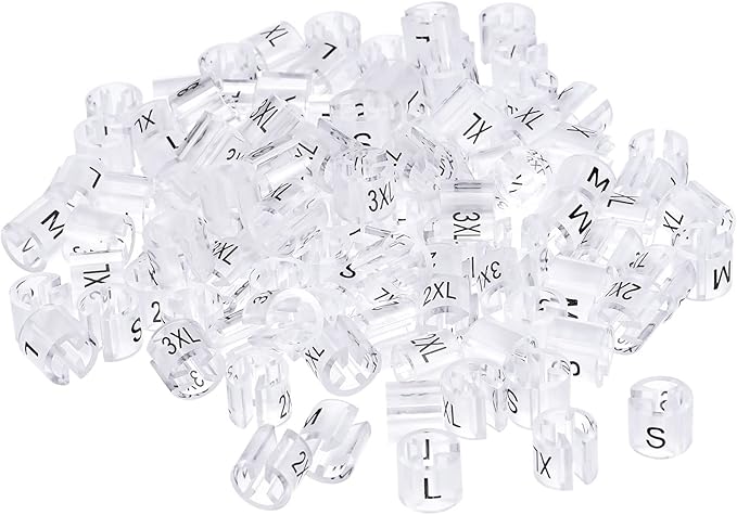 MECCANIXITY Clothes Hanger Marker 6 Size Fit 3.5mm Rod for Garment Color Coding Clear Count 180
