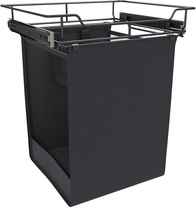 Rev-A-Shelf CSOHSL-18-1 Sidelines 18"W x 21"H Pull Out Laundry Clothes Hamper with Slides and Canvas Hamper Liner Bag - Black