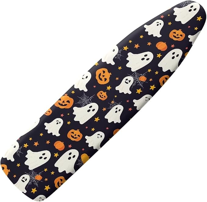 Halloween Pumpkin Ghost Iron Board Cover with Elastic Edge Thick Ironing Board Cover Standard Size Extra Wide Universal Fit 54x15 inches