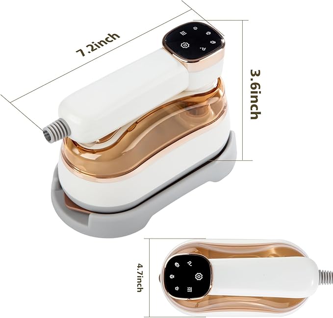 2 In 1 Portable Ironing Machine, Handheld Clothing Steam Iron, 180°Rotation, LED Display Ironing Mode, 1200W +15 Seconds Fast Heating, 7-Hole Pressurized Steam, 4-Speed Ironing (Off White)