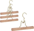 Novabright 4 Pcs Cedar Pant Hangers with Brass Plated Metal Locking Space-Saving Cedar Wood Clothes Hangers for Trousers Skirts Jeans Suits Slip-Resistant Notches Wrinkle-Free Storage (Wood)