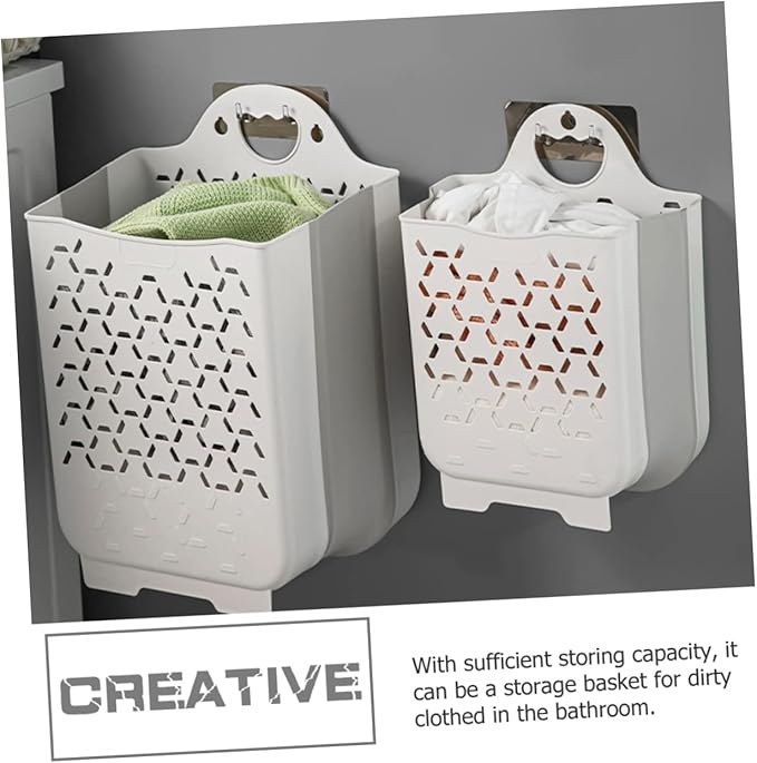 Alipis Foldable Plastic Laundry Hamper for Kids, White, 1 Set
