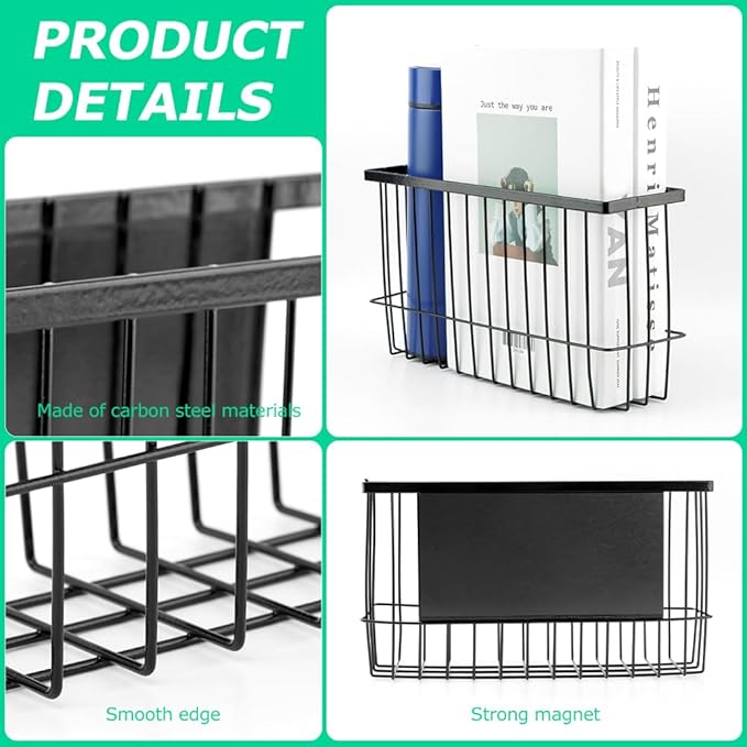 Magnetic Basket Fridge Dryer Ball Holder for Laundry Room Organization and Storage, Magnetic Basket Organizer Shelf Rack, Kitchen Moveable Storage Holder for Kitchen, Office and School