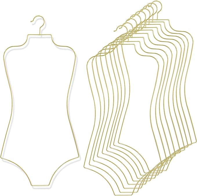 Body Shape Swimsuit Bikini Hanger Wire Display Hangers for Lingerie Bathing Suits Swimwear Clothes Coat (20, Gold)