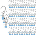 Hangers Clips,Stainless Multi Function Clip Hooks,Laundry Hanging Hooks Clips,Closet Hangers,Boot Clips， Hats Clips,Socks Clips,Pants Clips, Bras Clips (50, Blue)