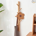 Vertical Coat Rack Wall Mounted - Height 28 Inches, Oak Wood Vertical Hat Rack for Wall with 7 Hooks, Modern Coat Rack Tree for Hanging Hats, Jackets, Bags in Entryway Bedroom Office