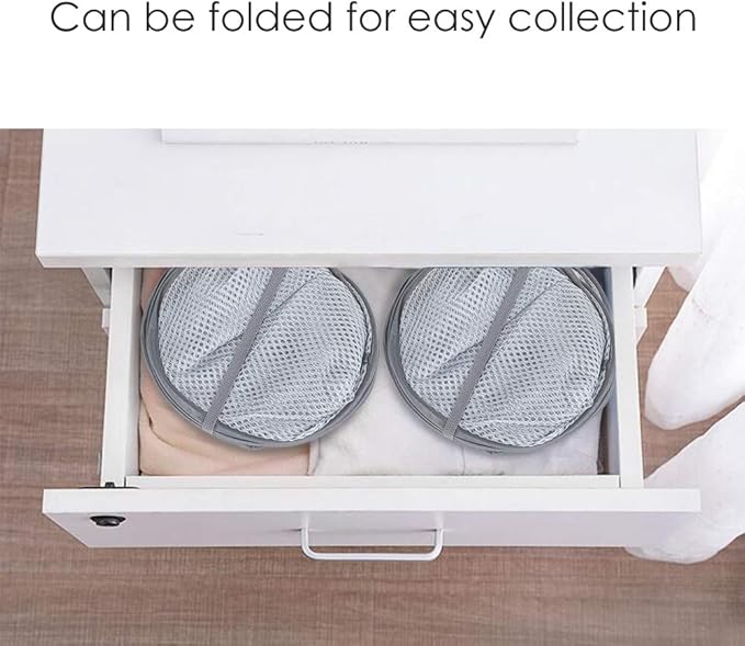 WD&CD 2PCS Laundry Baskets Foldable Pop Up Mesh Washing Laundry Basket Bag Bin Hamper Toy Tidy Storage Organiser Organizer(Gray)