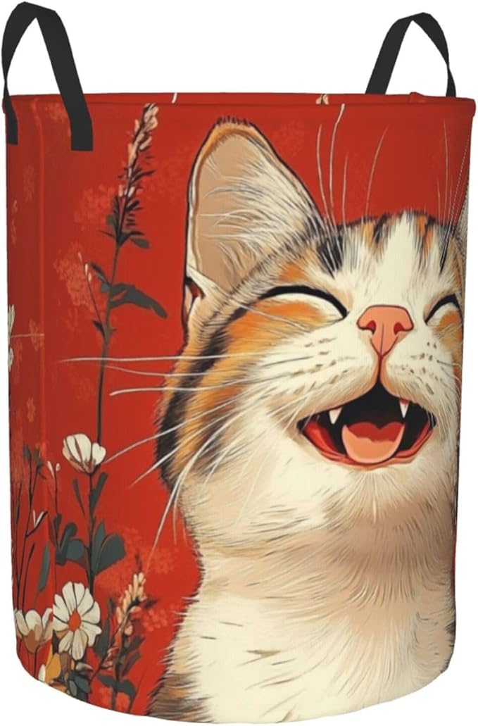 Cute Cat Print Laundry Basket For Storage Bins Gift Baskets Bedroom Clothes Hamper