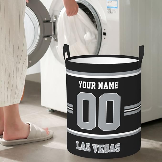Custom Las Vegas Laundry Hamper Personalized Laundry Basket Customized Name And Number Collapsible Storage Basket for Bedroom Bathroom Living Room Gifts