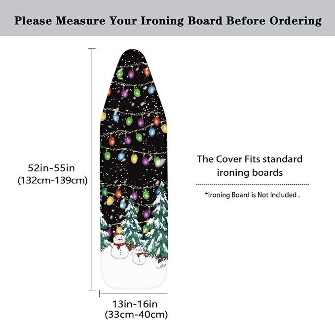 GLENLCWE Christmas Style Ironing Board Cover Full Size Heavy Duty Iron Pad Cover Farmhouse Iron Board Cover with Hook and Loop,Easy to Install Christmas Decorations