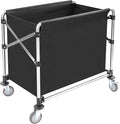 Commercial Laundry Cart with Wheels, 440lbs Heavy Duty Folding Laundry Cart, Rolling Laundry Basket with Oxford Cloth Hamper, 34.25 * 20.47 * 30.7in for Home, Dorm, Hotel, and Commercial Use (Black)