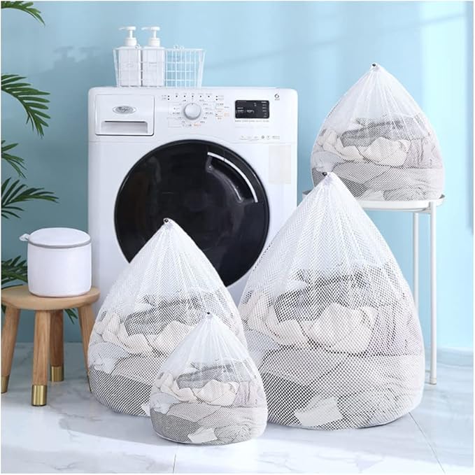 Heavy Duty Laundry Bag Mesh Wash Bag,Extra Large Size,Drawstring Closure Net Fabric Durable and Reusable Wash bag - 5 Pack for Family USE (5 Pack Drawstring Wash Bag)
