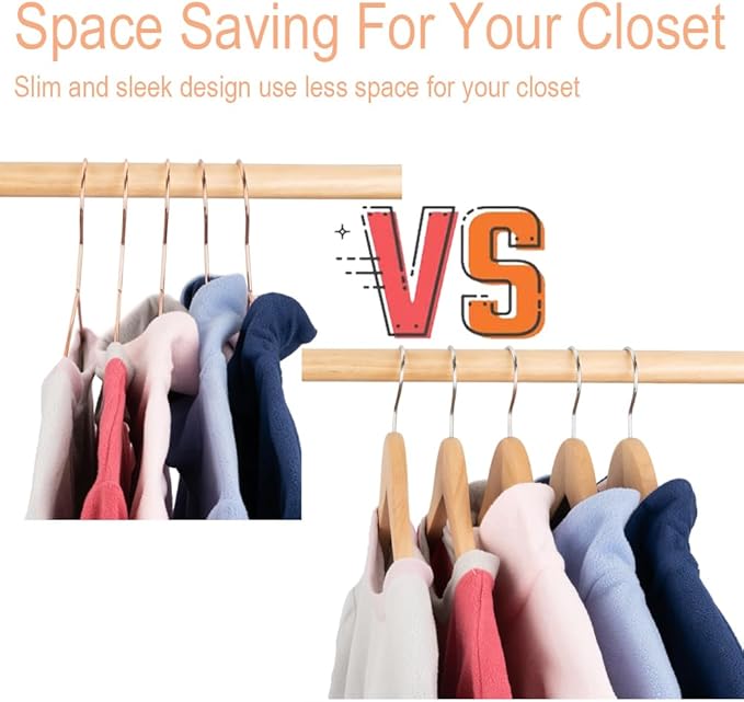 16.5" Rose Gold Copper Clothes Hangers - 60 Pack,Heavy Duty Strong Metal Hanger for Storage Display Sling Organization of Coat Shirts Dresses Jacket Elegant Standard Suit Accessory