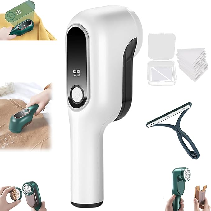 Lint Buster - Digital Power Display Electric Lint Remover, Fabric Shaver (1PC White)
