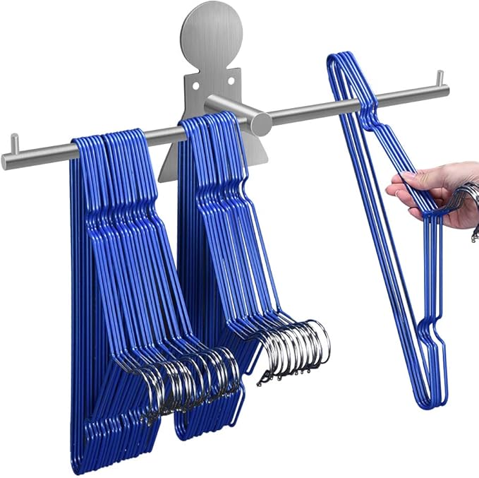 Picowe Clothes Hangers Storage Stacker Rack Holder Organizer, Wall Mounted, Adhesive or Drilling Installation, 304 Stainless Steel