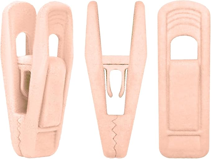 Andiker 20PCS Pink Velvet Hanger Clips, Non-Slip Strong Finger Flocked Clips for Thin Velvet Hangers Suit Pants Trousers Skirt