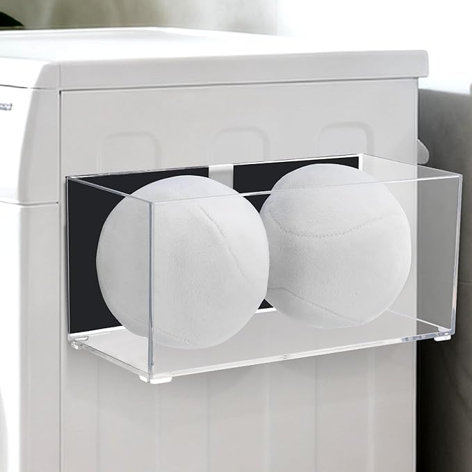 CINPIUK Magnetic Dryer Ball Holder for Laundry Room Organization, Clear Lint Bin with Adhesive Hook, Iron Dryer Ball Container Box for Laundry Room, Office, Bathroom & Craft Supplies, 1Pcs
