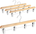 4 Pcs Kilt Hanger 20 Inches Wooden Duty Skirt Hangers with 4 Clips for Closet (Wooden Color)