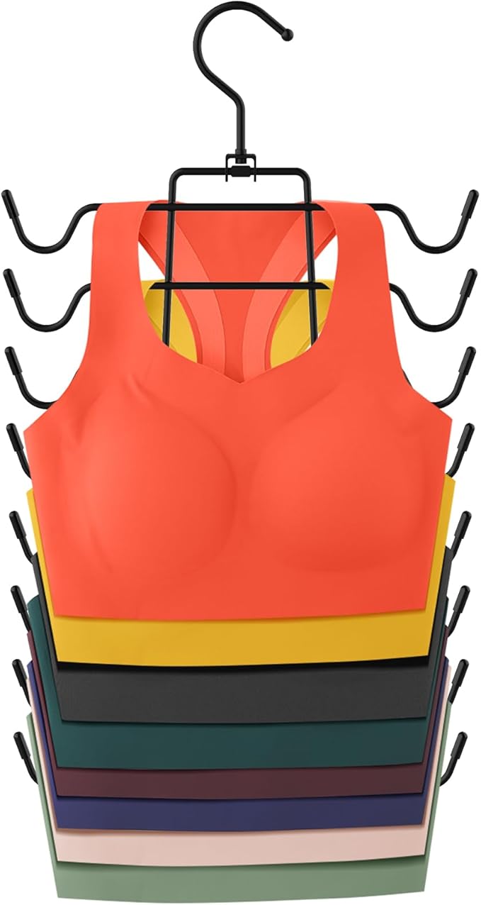 1 Pack Bra Hanger,Tank Top Hanger Space Saving,Closet Organizers and Storage,Bra Hangers for Closet Organizer,Organization and Storage for Sport Bras,Camisoles,Bathing Suit,Belt,Tie,etc,Black
