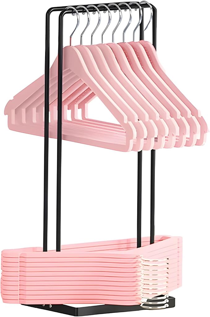 Hanger Organizer, Hanger Storage Stacker Stand Holds Up 110 Wire Clothes Hangers for Closet Laundry Room, Portable Sturdy Hanger Holder for Children Adults Clothes Hangers, Hangers Space Saving, Black