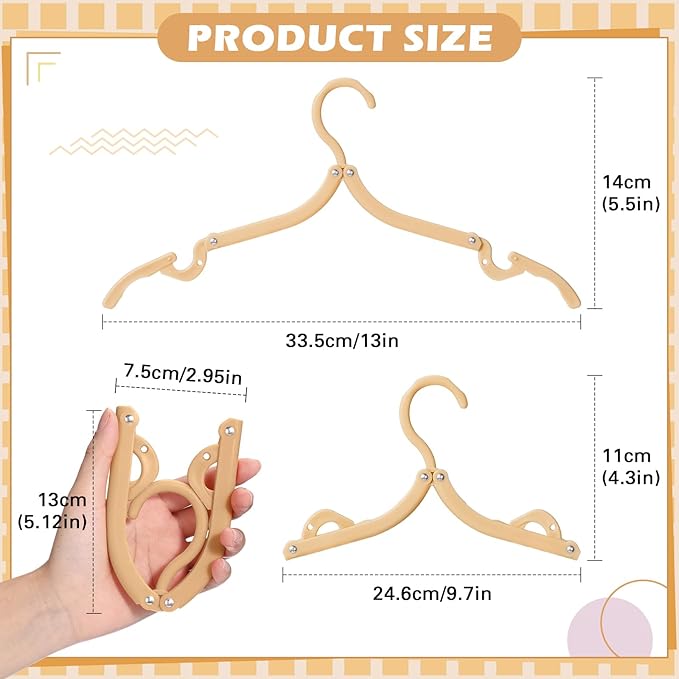 12 Pcs Travel Hangers Cruise Ship Essentials Foldable Portable Plastic Vacation Hangers Non Slip Clothes Drying Rack Travel Accessories for Dormitory School Hotel Laundry (Stylish Color)
