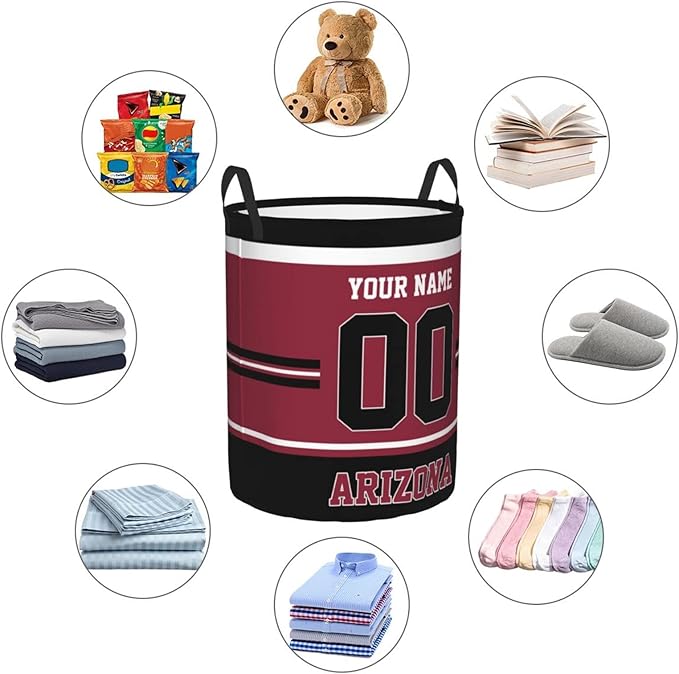 Custom Arizona Laundry Hamper Personalized Laundry Basket Customized Name And Number Collapsible Storage Basket for Bedroom Bathroom Living Room Gifts