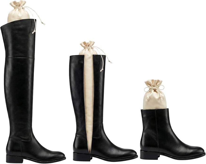 Boot Shapers for Tall Boots with Cinched String for Hanging