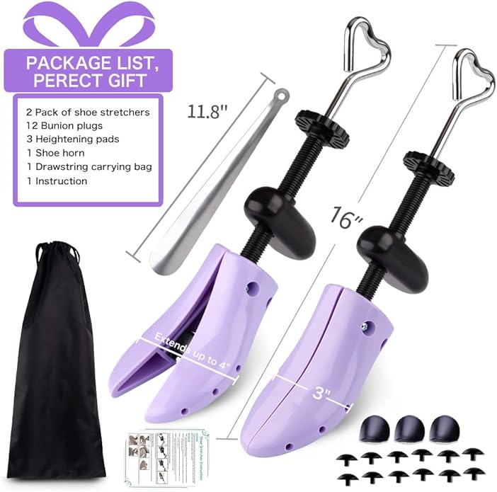 Shoe Stretcher, Plastic Pair of 4-way Adjustable Shoe Expander Shoe Tree Widener for Wide Feet Bunions