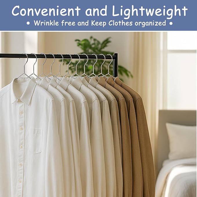 King Mills 19.6inch Stainless Steel Plus Size Hangers, Ideally Used as Extra Large Hangers for Heavy-Duty Clothes, Shirts, Oversized Coats, Dresses and Etc. Silver. 30pk.