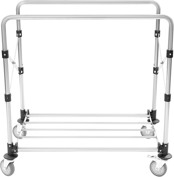 Commercial Laundry Cart with Wheels, 220lbs Capacity Heavy Duty Rolling Hamper, Foldable Laundry Cart with 4 Locking Wheels and Oxford Cloth for Home, Dorm, Hotel, and Commercial Use (Black)