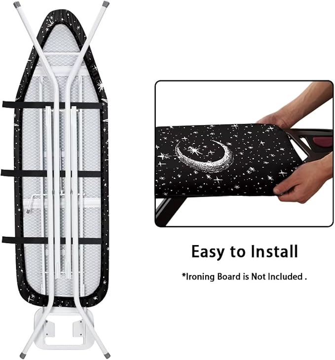 Flashideas Gothic Sun Moon Ironing Board Cover with Hook and Loop Adjustable Fasteners Ironing Board Covers Protective Scorch Resistant Universal Fit Easy Install Clean