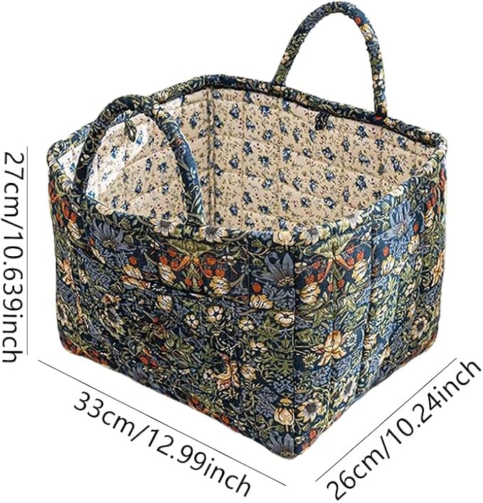 Floral Fabric Storage Basket Car Interior Storage Basket Underwear Sundries Laundry Baskets Supplies Home Organizer Bag (style 5)