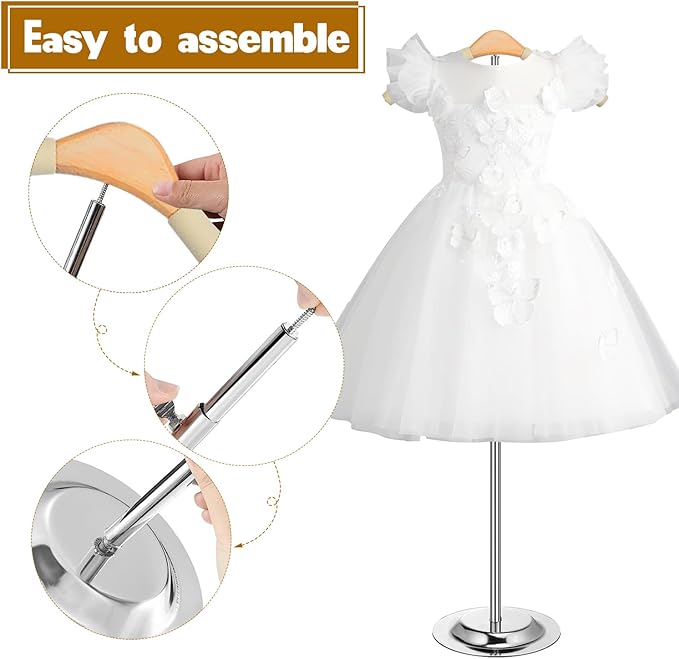 Huaerle 2 Pcs Child T Shirt Display Stand Adjustable Clothes Rack Display Flexible Shoulder Stand Portable Clothes Hanger Clothing Hanging Rack for Garment Coat Retail Vendor, Height 16-27.9In