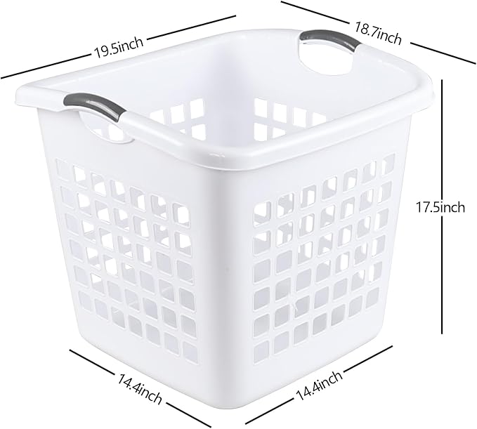 Saedy 4 Pack Large Plastic Laundry Baskets, White Clothes Hamper for Laundry