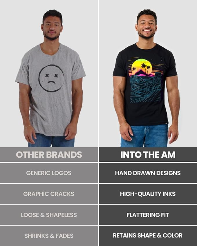 INTO THE AM Graphic Tees for Men S - 4XL Premium Short Sleeve Colorful T-Shirts Trippy Space Designs