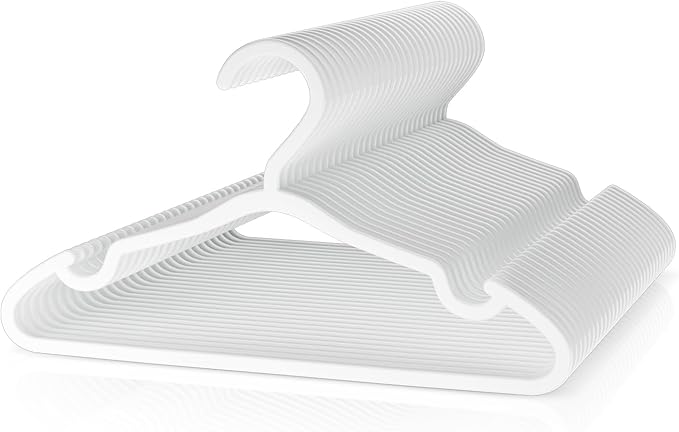 Plastic Kids Hangers - 30 Pack Non-Slip Baby Clothes Hangers for Closet, Toddler & Newborn Clothing Pants, Skirts, Coats (White)