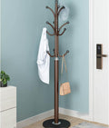 IMPREC Free-Standing Coat Rack, Hat Hanger Metal Coat Hangers Backpacks Umbrellas Purses Simple Coat Stand Stylish Coat with Stable Round Marble Base (Color : Brown)