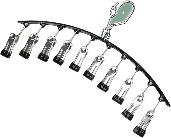 3Pack Metal Clips Pants Hanger,Legging Organizer for Closet, Lockable 30 Clips Hangers Space Saving Closet Organizers Multi Clip Hanger Black (Winproof Hook)