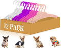 12Pcs Dog Clothes Hangers for Small Dogs & Cats, 7 Inch Non-Slip Durable Plastic Pet Hangers for Chihuahua/Maltese/Yorkie Outfits, Assorted Colors