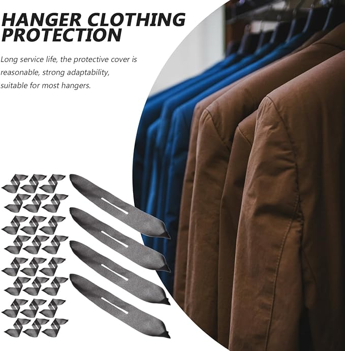 Mikikit Hanger Sponge Covers 50Pcs Anti-Slip Foam Strips Clothes Rack Protector for Coat Hangers Non-Scratch Lightweight Hanger Grips for Closet Organization